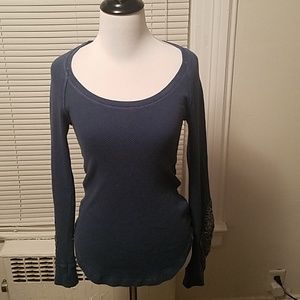 Classic Free People Thermal w Embellished Sleeves